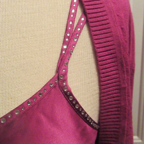 NWT Express 90s Y2K Camisole (S) Arm Warmer Shrug (sz M) set in PInk/Burgundy - Picture 4 of 16